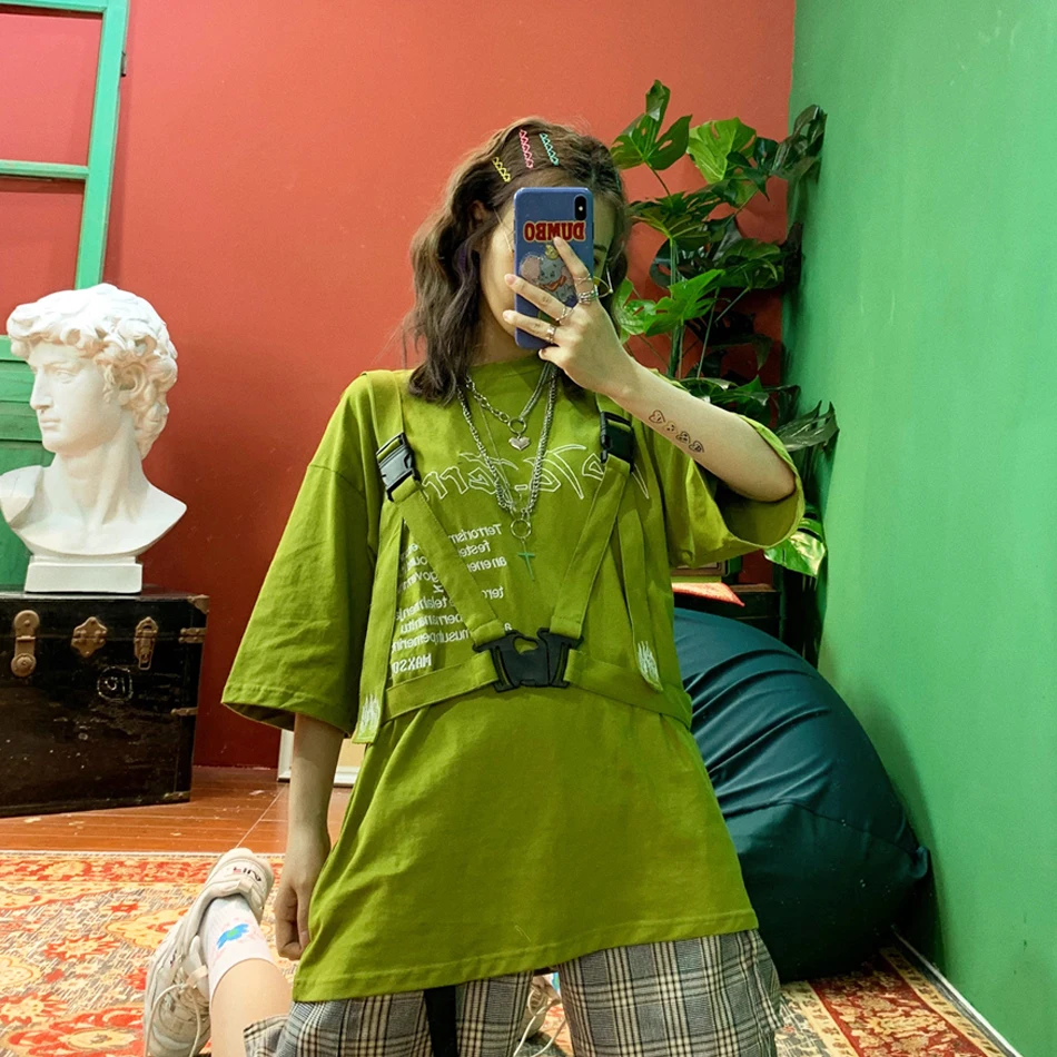 Летняя уличная свободная футболка с вышивкой в стиле хип-хоп пятью рукавами для