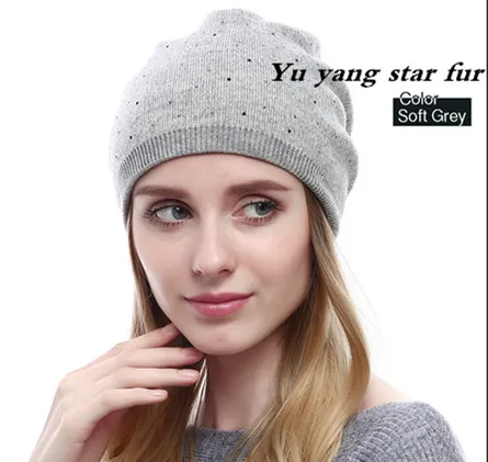 2018New foreign trade cashmere hat autumn winter lady's fashion knitted belt wave point water drill to keep warm | Аксессуары для