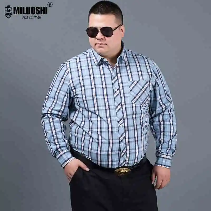 Большие размеры 10XL 8XL 9XL 6XL 5XL 4XL брендовая мужская одежда свободная Мужская рубашка с длинным рукавом мужская клетчатая хлопковая повседневная мужская рубашка Social - Цвет: 1
