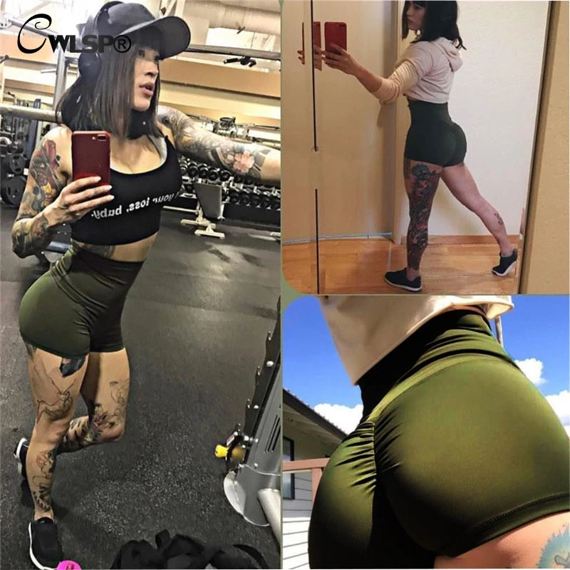 

CWLSP Solid Elastic Summer shorts for women Hight Waist Fashion Casual Skinny Soft Yogapants 2021 pantalon corto mujer QL3931