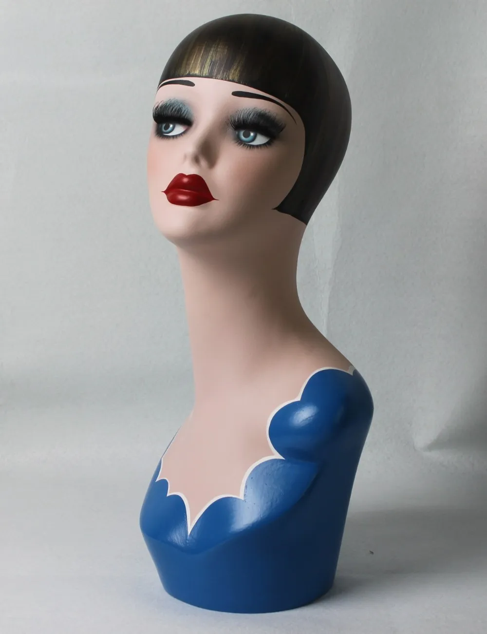 High quality Fiberglass vintage female mannequin dummy head bust for earrings &wigs& hat & jewelry display