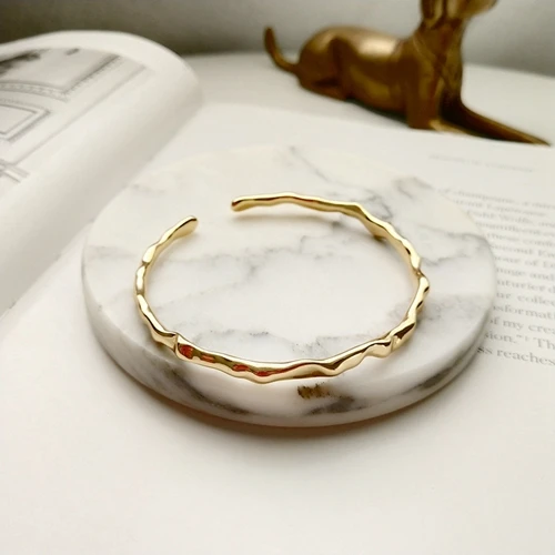 LouLeur, серебро 925 пробы, Необычные простые серебряные браслеты, простые, дикие, модные, современные, текстурные, браслеты для женщин, 925, ювелирное изделие, подарок - Цвет камня: gold