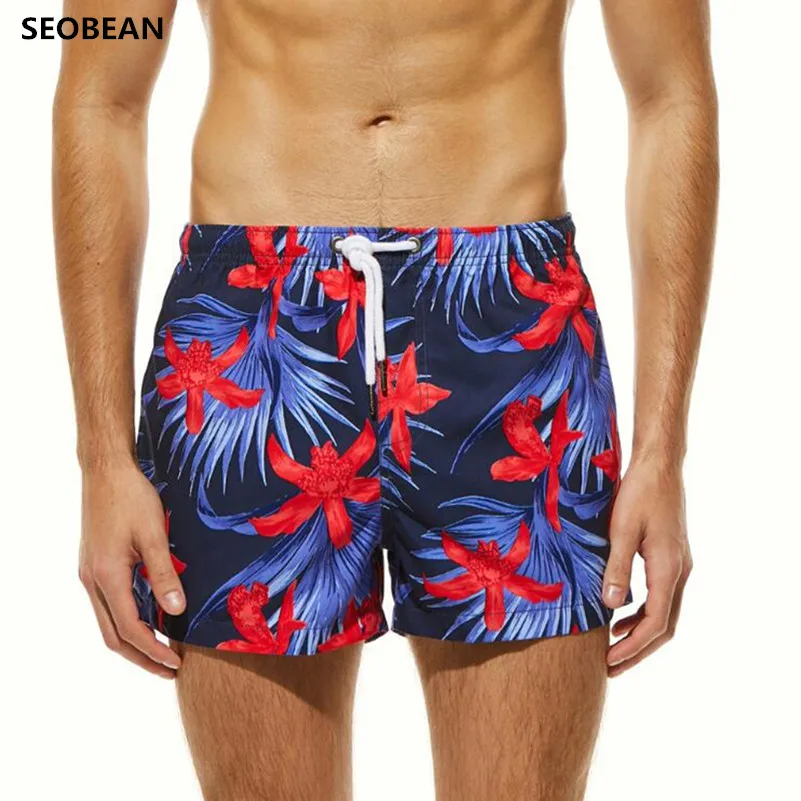 Шорты SEOBEAN мужские пляжные быстросохнущие, праздничные летние пляжные, с игривым рисунком, с фиксированной талией