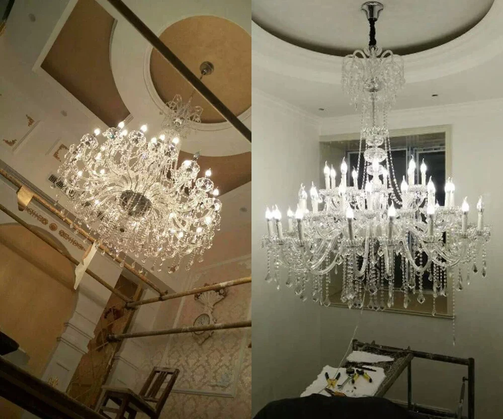 

Dining Room Chandelier Candle Modern Crystal Chandelier Star Hotel Big Light Ball Large Crystal Chandeliers Lighting Fixtures