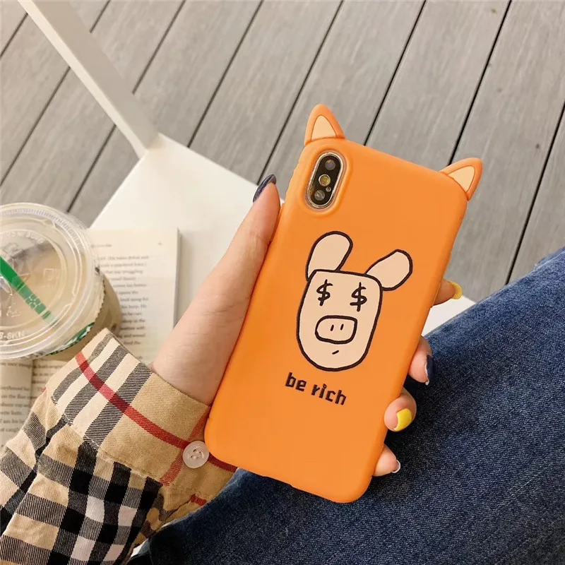 Cute Cartoon Couples Phone Case For iphone XMax XS XR Soft TPU Fundas Iphone6 6S 7 8 Plus Lovely Piggy Pattern Capa |