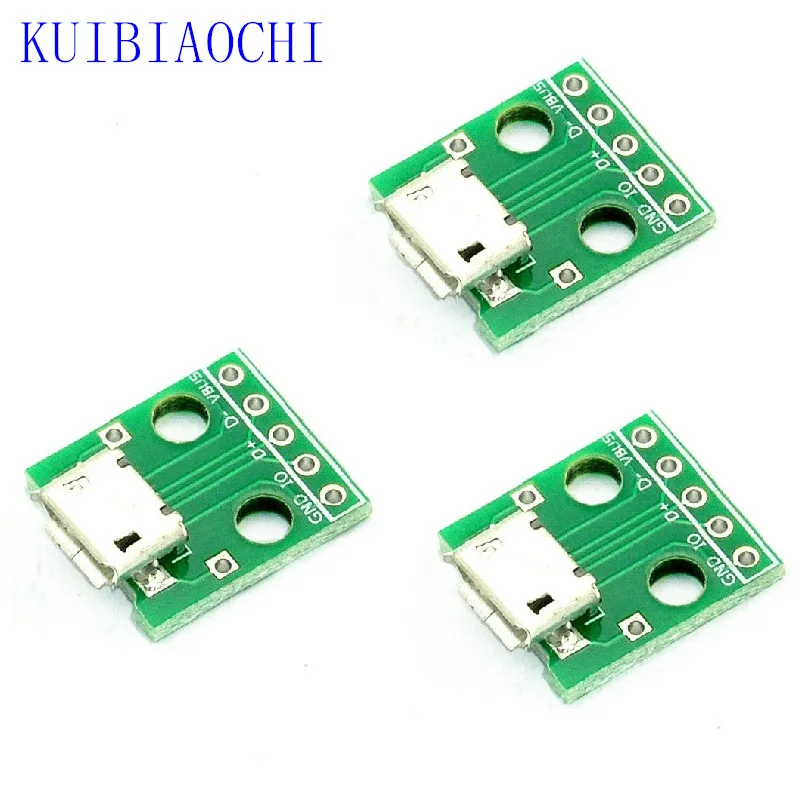 10 шт./лот MICRO USB DIP адаптер 5pin гнездовой разъем конвертер печатной платы типа в