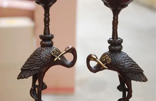 Китайская Золотая скульптура буддийская из бронзы подсвечник Статуя Дракона