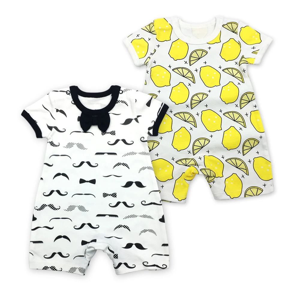 

Brand New Style 2pcs/lot Newborn Baby Romper Summer Short Sleeve Cotton Infant Toddlers baby Jumpsuit Baby boy Clothes body suit
