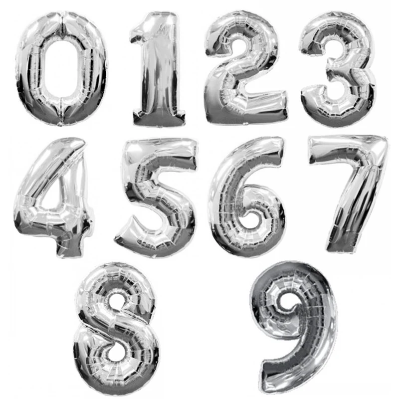 40 inch Giant Number Balloon big Sliver Rose Gold Foil Helium gas for balloons shimmer and shine party Father's Day 32 ball | Дом и сад