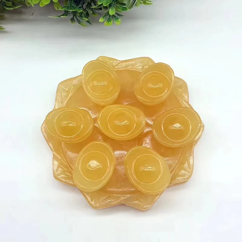 

Wholesale natural topaz lotus quartz crystal gold ingot seven star array Home furnishing articles