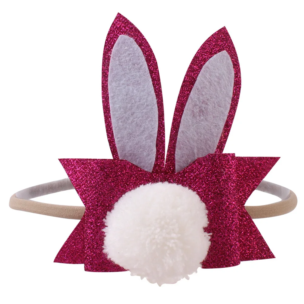 2021 Newborn Baby Headband Rabbit Ears Plush Ball Hair Bows Elastic Nylon Headbands Handmade DIY Girls bands Accessories | Аксессуары