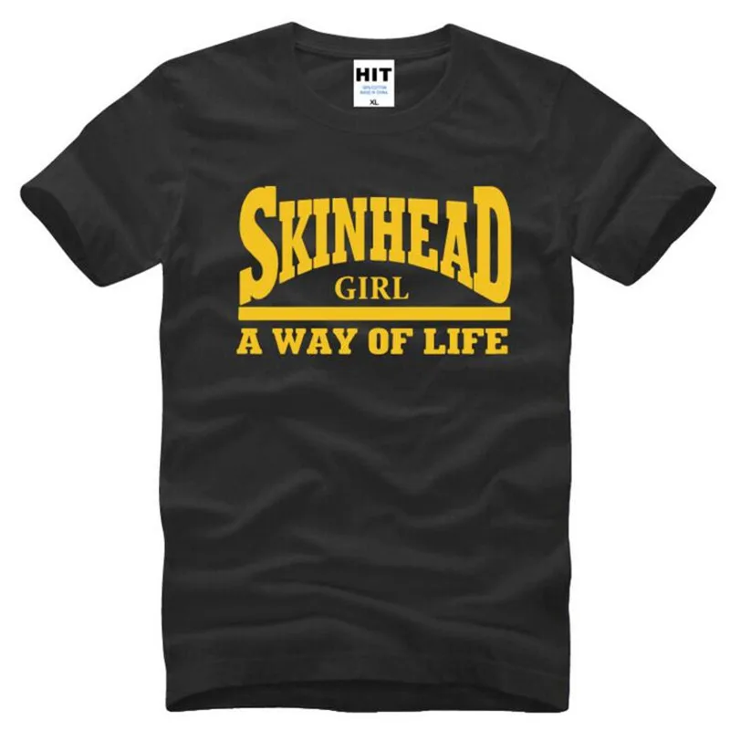 Skinhead с буквенным принтом Футболка мужская летняя Стиль Футболки короткими