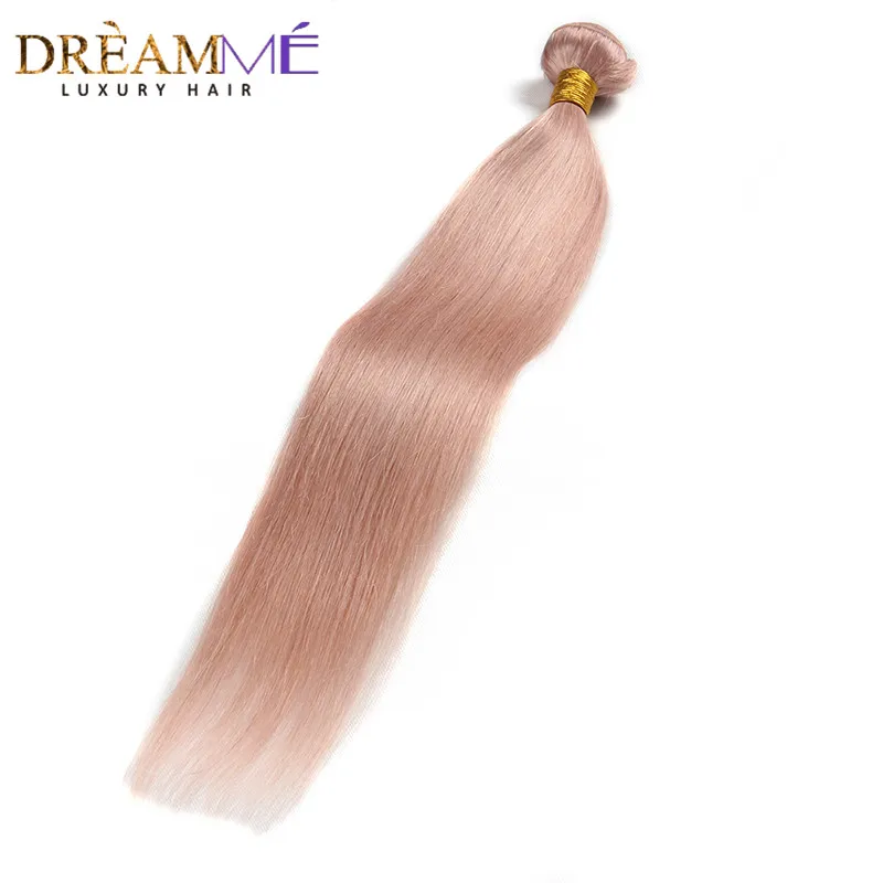 Dreamme однотонный розовый Ombre бразильский прямые натуральные волосы ткань Комплект