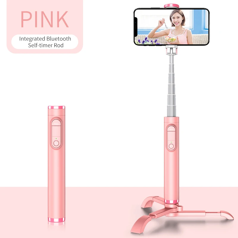 Pink Новинка, селфи-Палка с поддержкой пульта дистанционного управления, Bluetooth, селфи-палка, штатив для селфи, максимальная длина 780 мм - Цвет: Pink