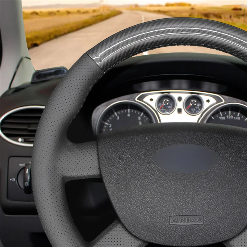MEWANT PU чехол рулевого колеса автомобиля из углеродного волокна для Ford Kuga 2008-2011 Focus 2 2005-2011 C-MAX 2007-2010 Transit 2010
