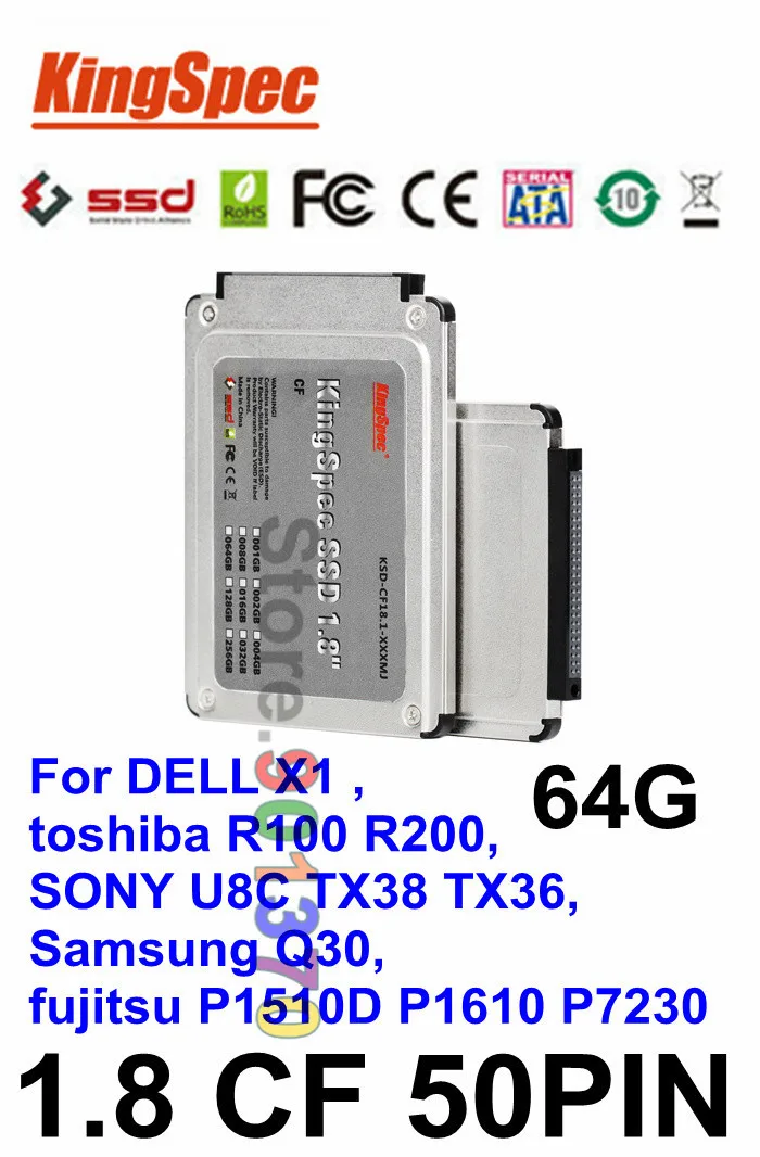 Kingspec 1.8 &quotIDE 50PIN CF HD SSD 64 ГБ внутреннего Твердого твердотельный накопитель жесткий