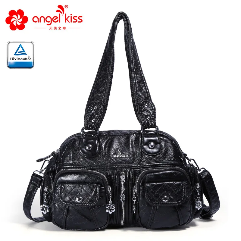 Angel kiss, Новое поступление, дизайнерские сумки на плечо с карманами, большая вместительность, из искусственной кожи, женские сумки