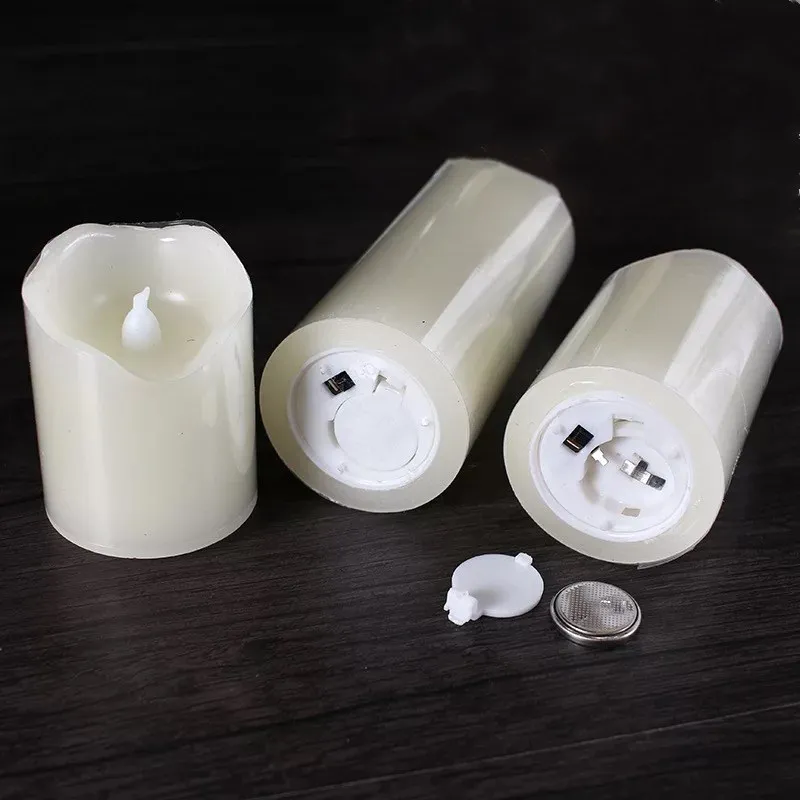 3 шт. беспламенная светодиодная столбиковая свеча с батареей парафиновая