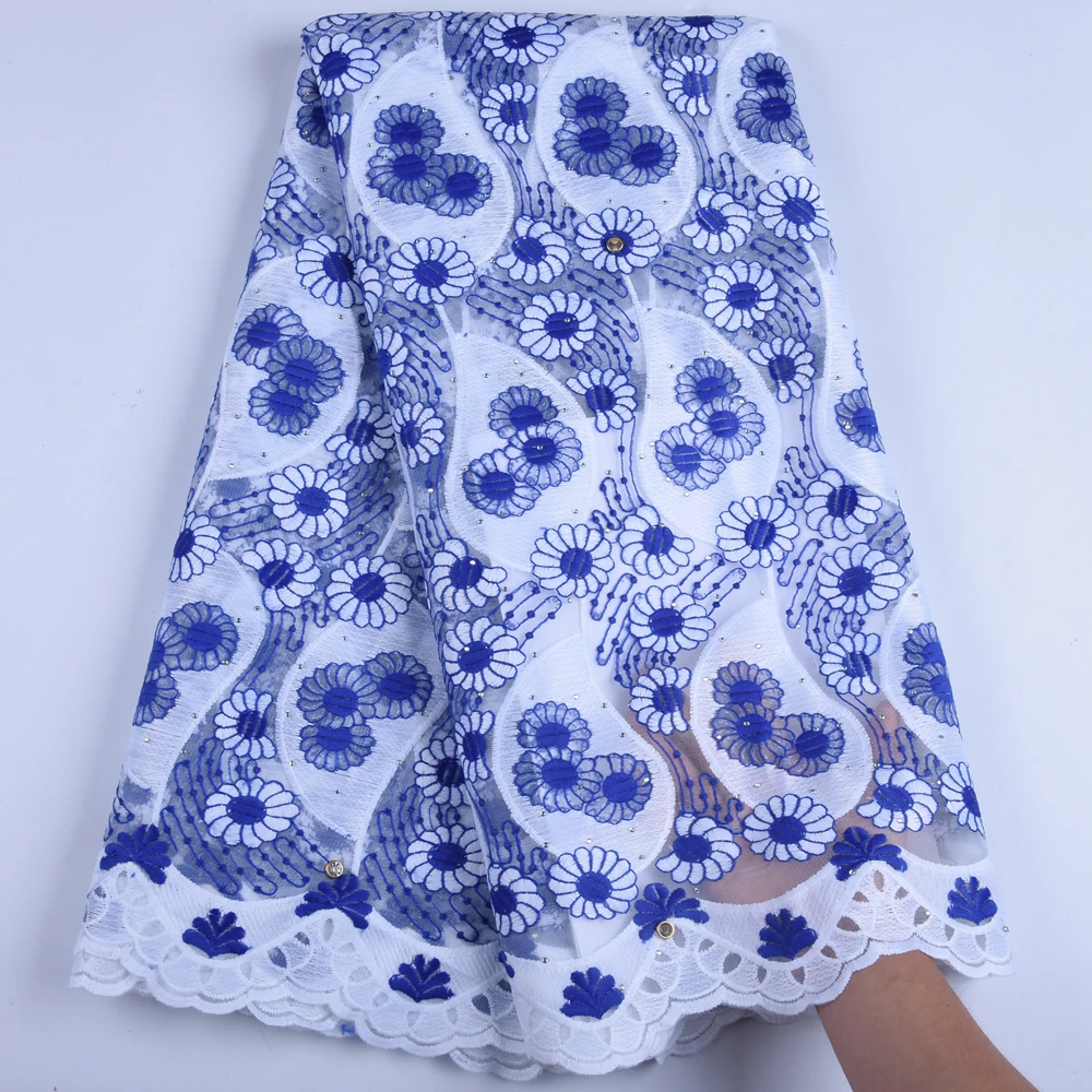 Кружевная ткань из молочного шелка африканская сетчатая кружевная с вышивкой в