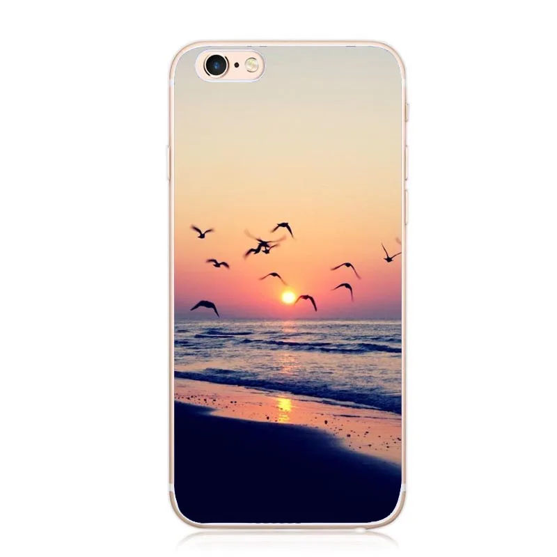 Мягкий чехол для iPhone X 8 7 6 6splus 5S Sunset Wild Snow Mountain River City Ocean Tower | Мобильные телефоны и