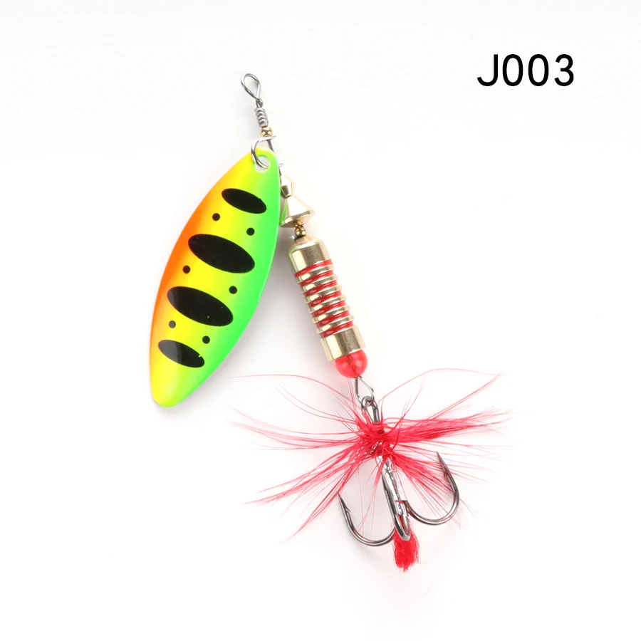 W.P.E New Spinner Lure Hard Bait 1pcs 6.5g/10g/13.5g Spoon Lure Metal Lure Feather Treble Hook Fishing Tackle Bass Fishing Pesca - Цвет: J003