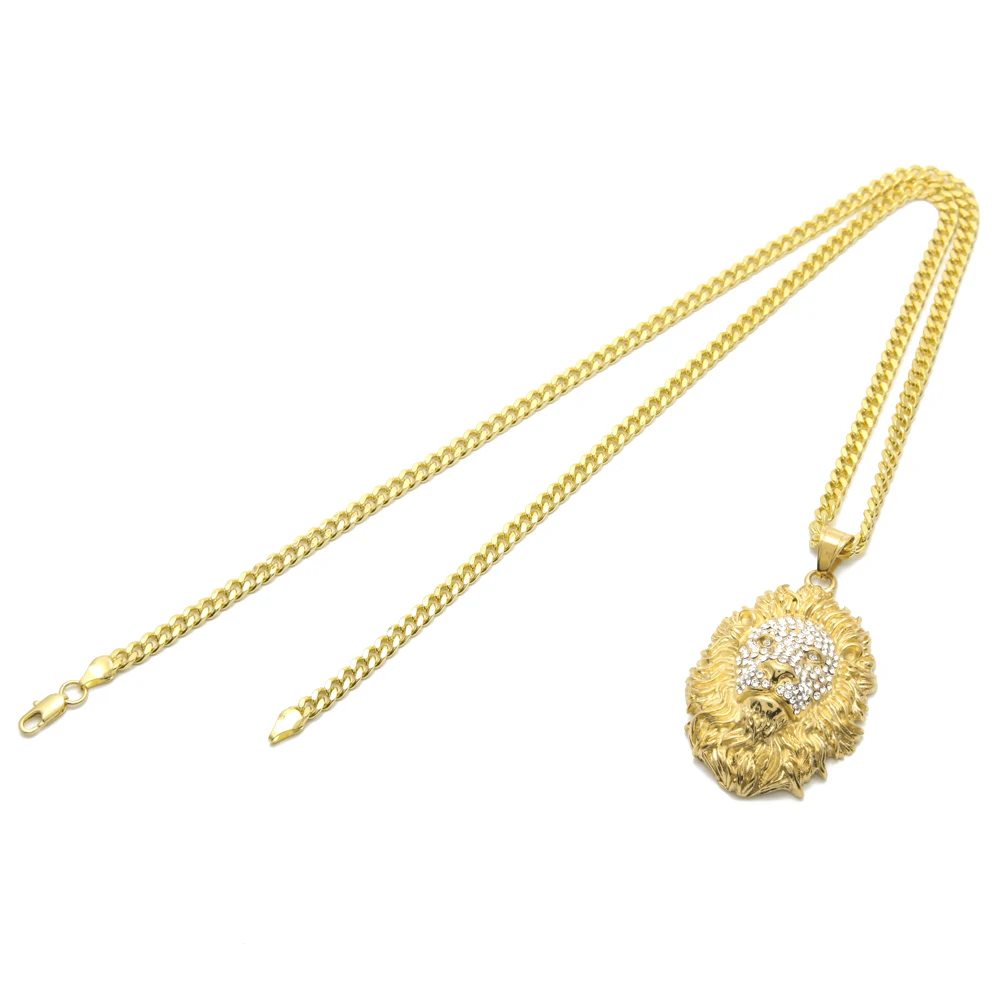 2018 новый стиль хип-хоп кулон из нержавеющей стали с головой льва ожерелье мужские