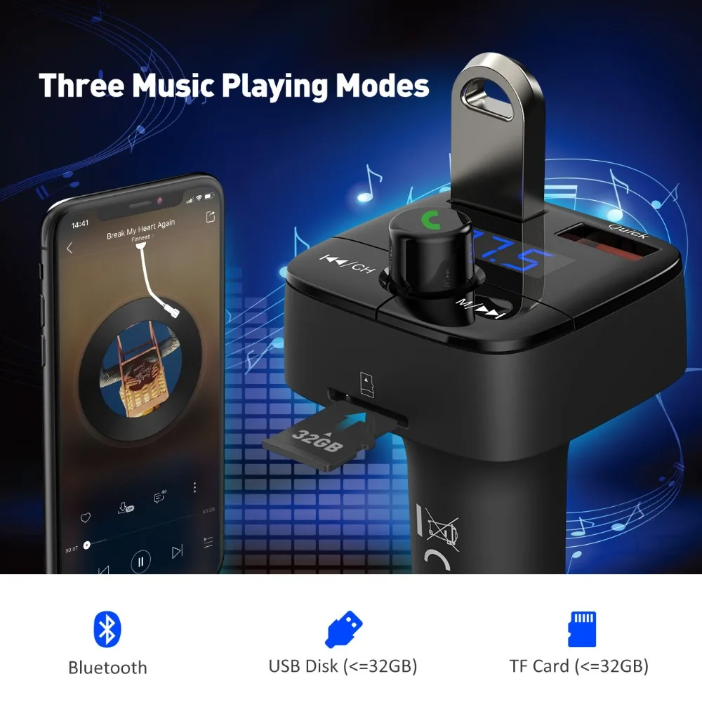 VicTsing 194A беспроводной адаптер автомобильный комплект шумоподавление Bluetooth fm
