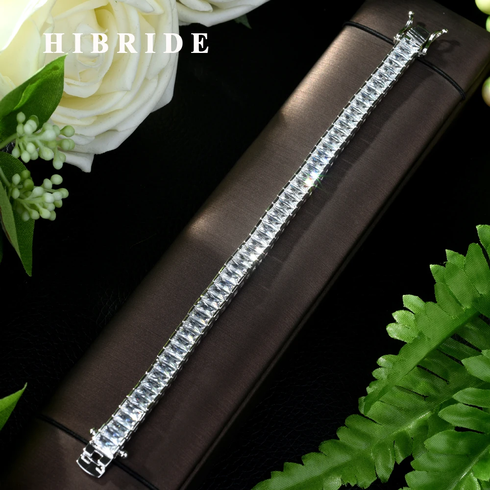 

HIBRIDE Specially Designed Square Shape AAA Cubic Zirconia Bracelet Bangle for Elegant Women Wedding Dinner Dress Party B-59