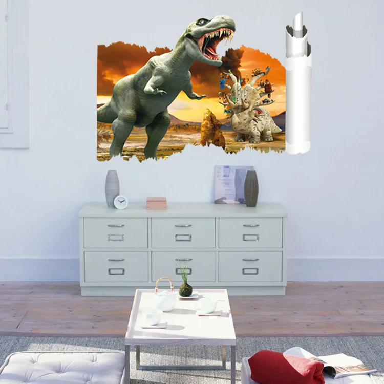Домашняя мода крутой 3D мультфильм Динозавры постер ванная комната наклейки для
