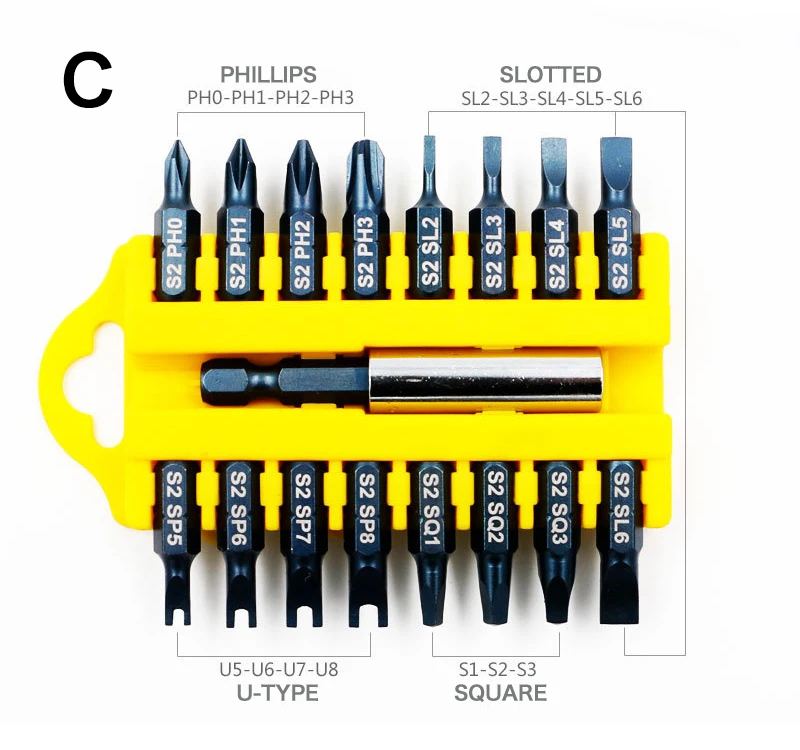 Jewii 17-Pcs Отвертка Набор бит магнитный стержень Phillips шлицевая Torx шестигранные электрический сверла Мощность бытовой ручной инструмент