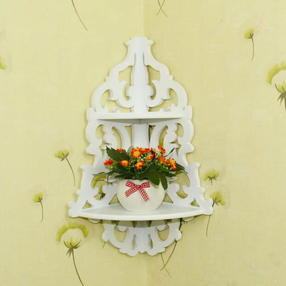 Винтажная деревянная настенная стойка декоративный угловой Стеллаж с цветочным