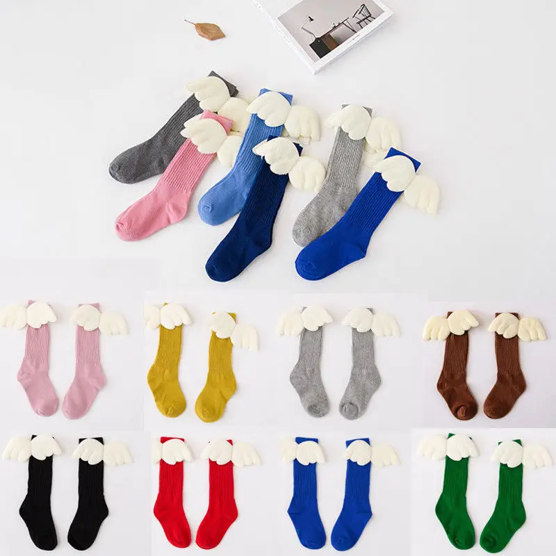 Осень зима чулки для маленьких детей милые мягкие девочек с крыльями и оборками