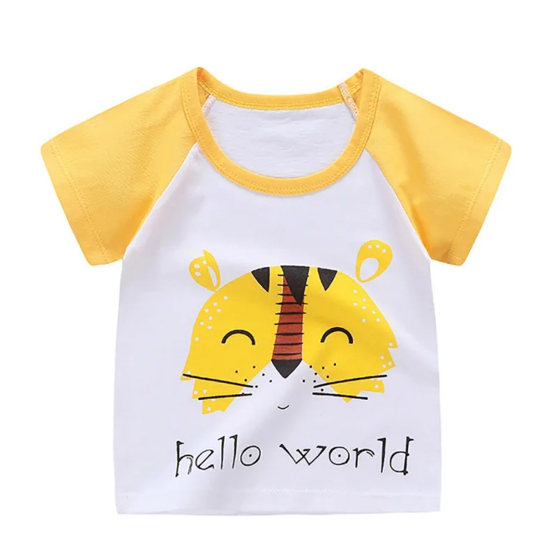 Детские футболки с короткими рукавами и мультяшным принтом для девочек хлопковая Футболка с младенцем, повседневные футболки, топы, рубашка для мальчиков летняя футболка для маленьких мальчиков