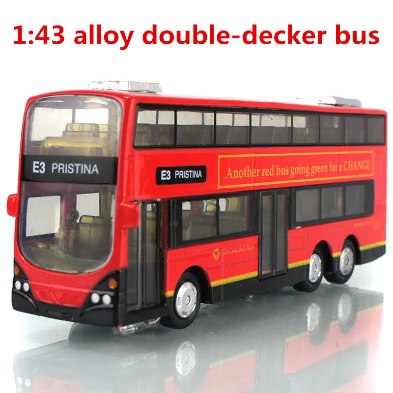 Двухэтажный автобус из 1:43 сплава модель городского автобуса с высокой имитацией