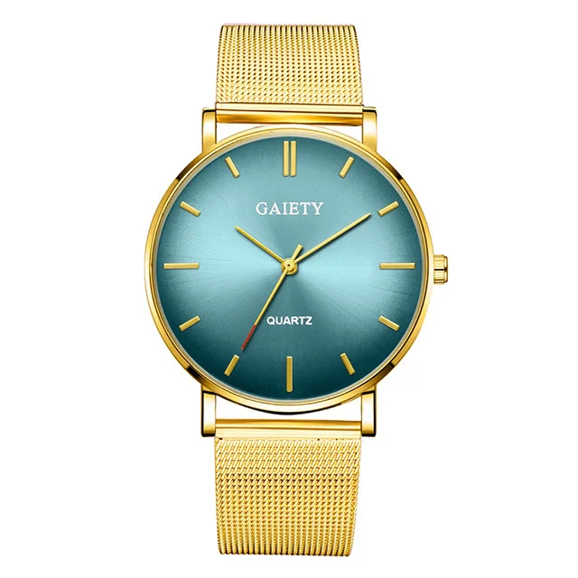gold green gold Мужские градиентные часы Aurora Модные мужские s часы лучший бренд класса люкс ультра тонкие кварцевые мужские наручные часы повседневные сетчатые стальные мужские часы - Цвет: gold green gold