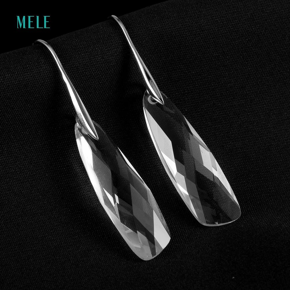 MELE натуральный белый Хрустальная серебряная серьга специальный размер в 9 мм * 32