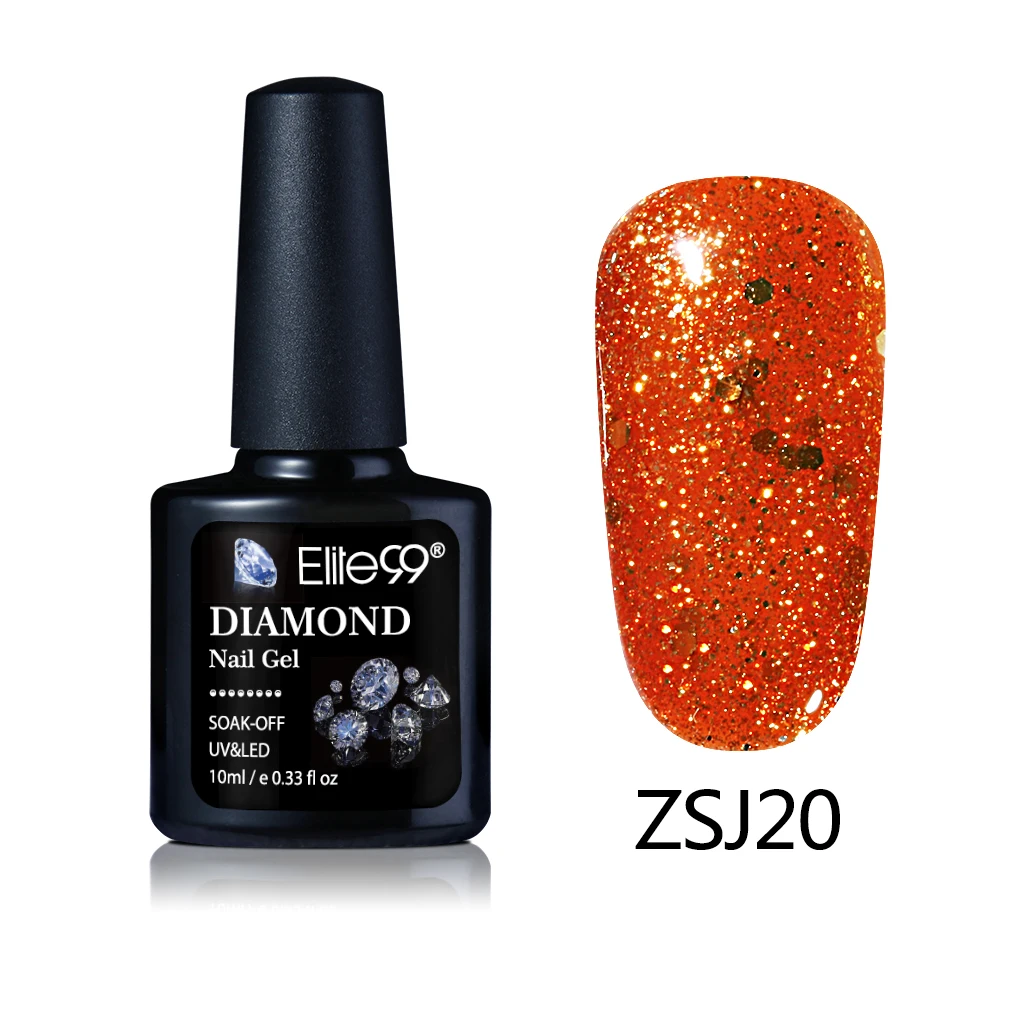 ZSJ20 Elite99 10 мл бриллиантовый блеск с ультрафиолетовым свечением Гель-лак Блестящие Блестки замочить от Гель-лак для ногтей Vernis Полупостоянный дизайн ногтей маникюр гель - Цвет: ZSJ20