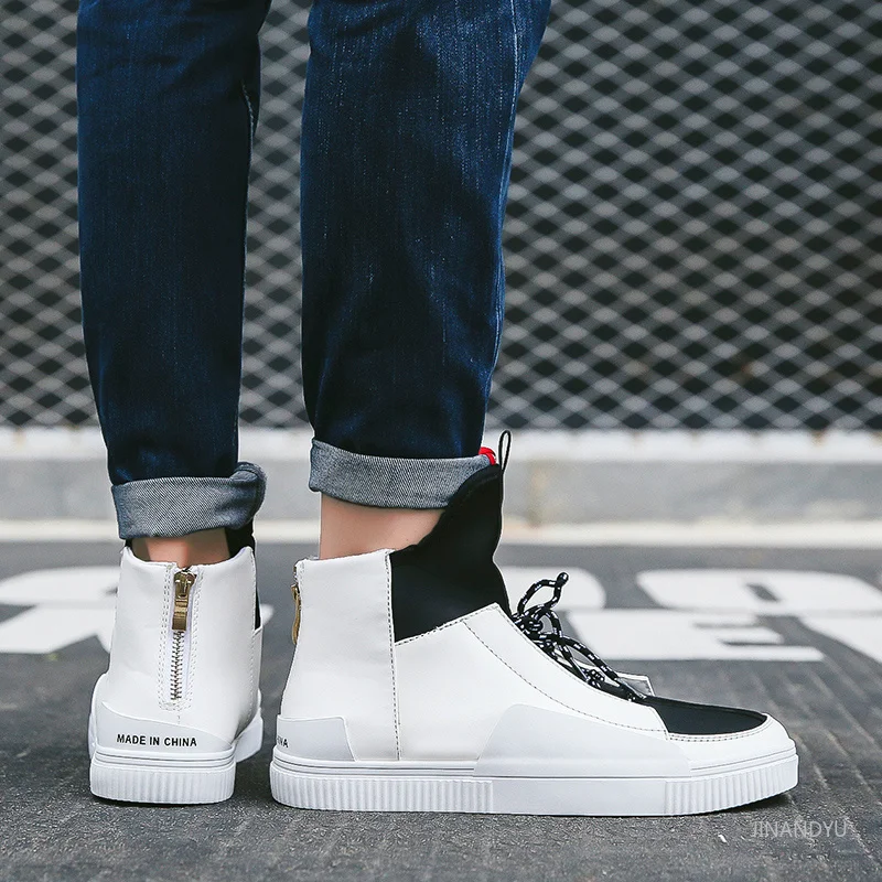 Белые высокие кроссовки Для мужчин хип-хоп Танцевальная обувь для тренировок