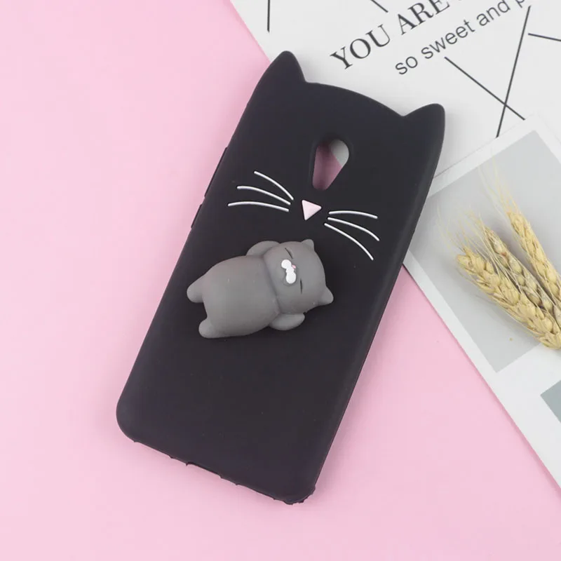 Милый японский блестящий чехол с котом для Meizu M2 mini M3S M5 M5S A5 M3 Note MX6 MX5 Pro 7 Plus Мягкий чехол с котом чехлы для телефонов - Цвет: HuXu Black Cat