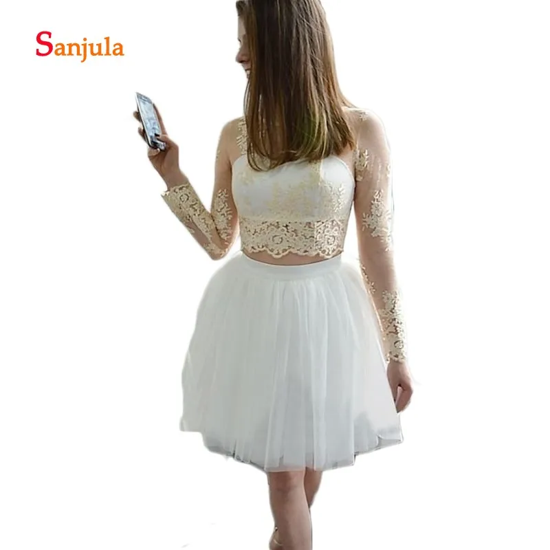 Платье с длинным рукавом платье для выпускного вечера из двух частей кружевное