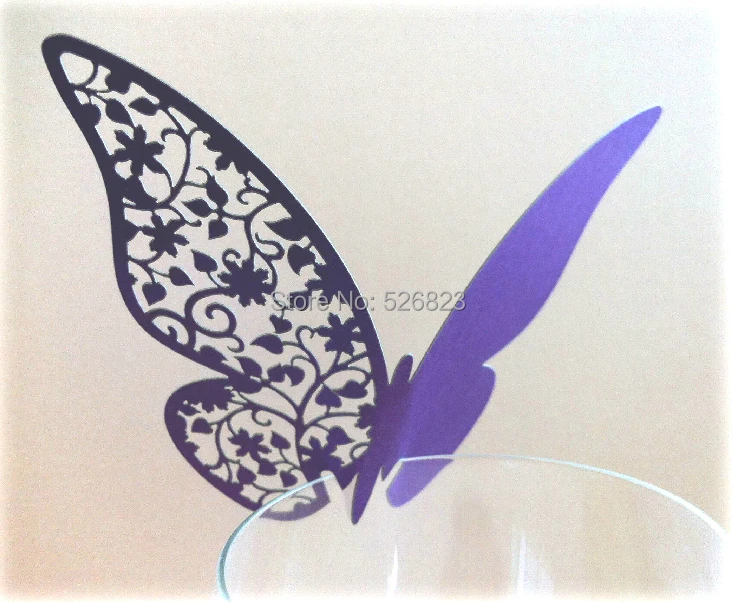 Лазерная резка бабочки место карты вечерние украшения стекла бумаги бокал wineglass