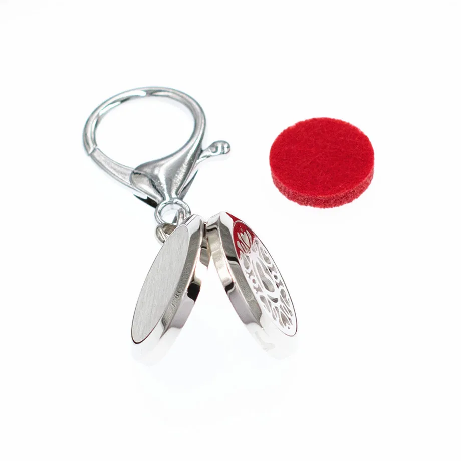 11 styles Key Chain 25mm Ribbon essential oil Locket Stainless Steel Perfume Diffuser chain with Heart shape Lobster clasp | Украшения и