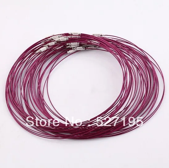

Wholesale Free Shipping 100pcs 18" Screw Clasp Stainless Wire Cable 1MM Steel Chain Cord Necklace Charms
