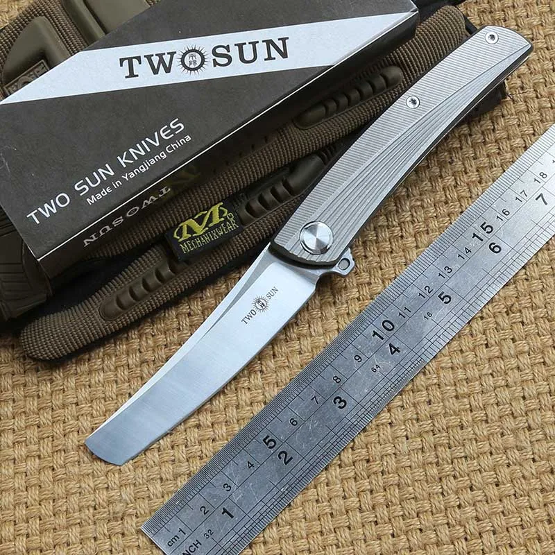Два SUN TS70 складной нож для пивоварения шариков с титановой ручкой D2 лезвие