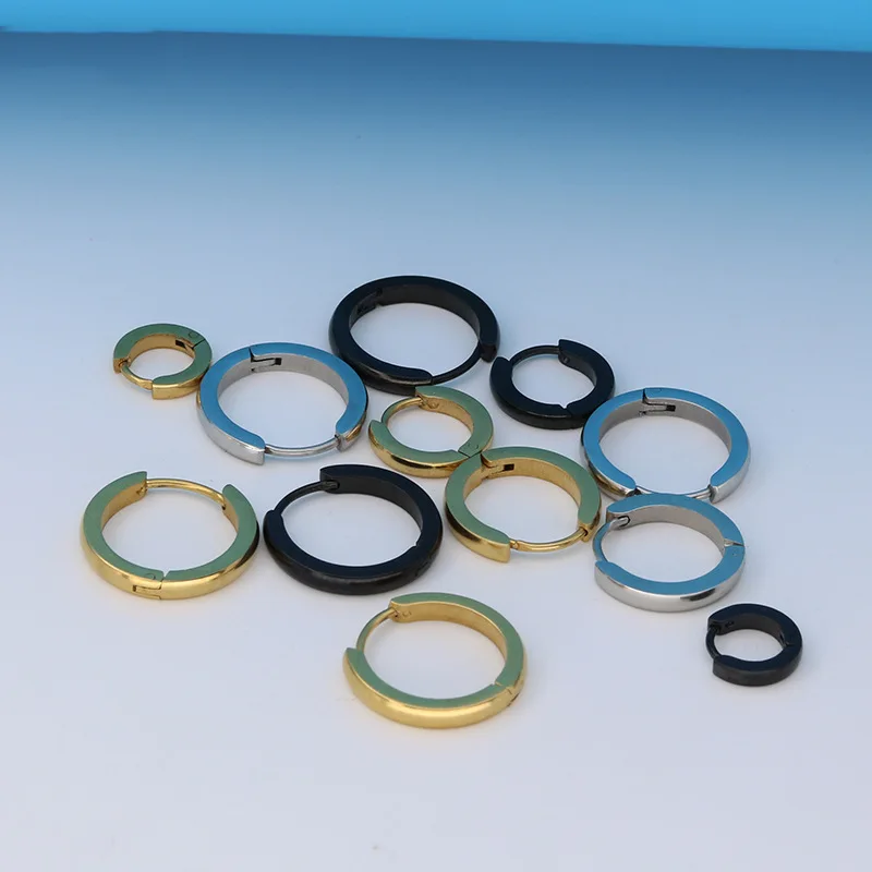 SHE WEIER punk stainless steel earrings titanium hoops gold men earring hoop charms circle round fashion jewelry | Украшения и