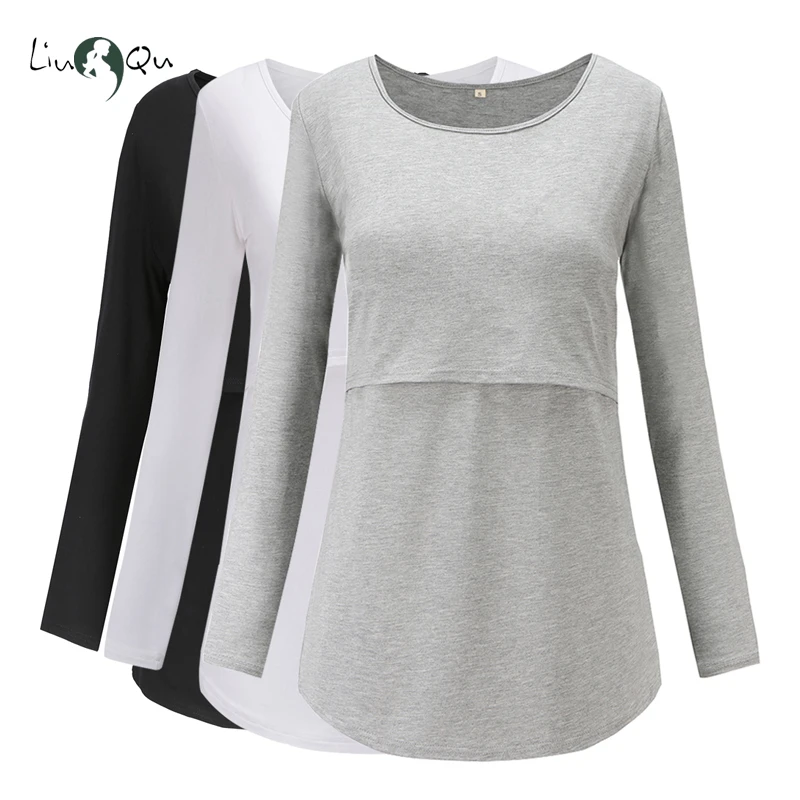 

3pcs maternity clothes Tops Pregnant Long Sleeve Breastfeeding Blouse Women Top Mama Clothing Pregnancy T-shirt Premaman