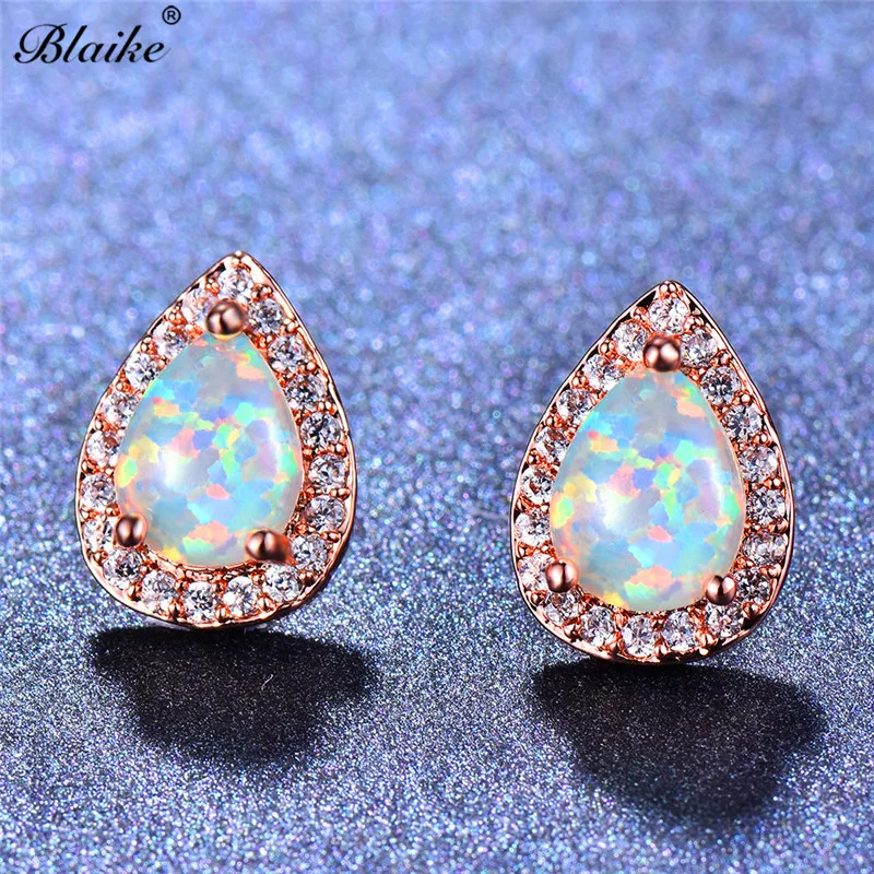 Женские серьги-гвоздики с опалом Blaike серьги из розового золота зеленым/белым