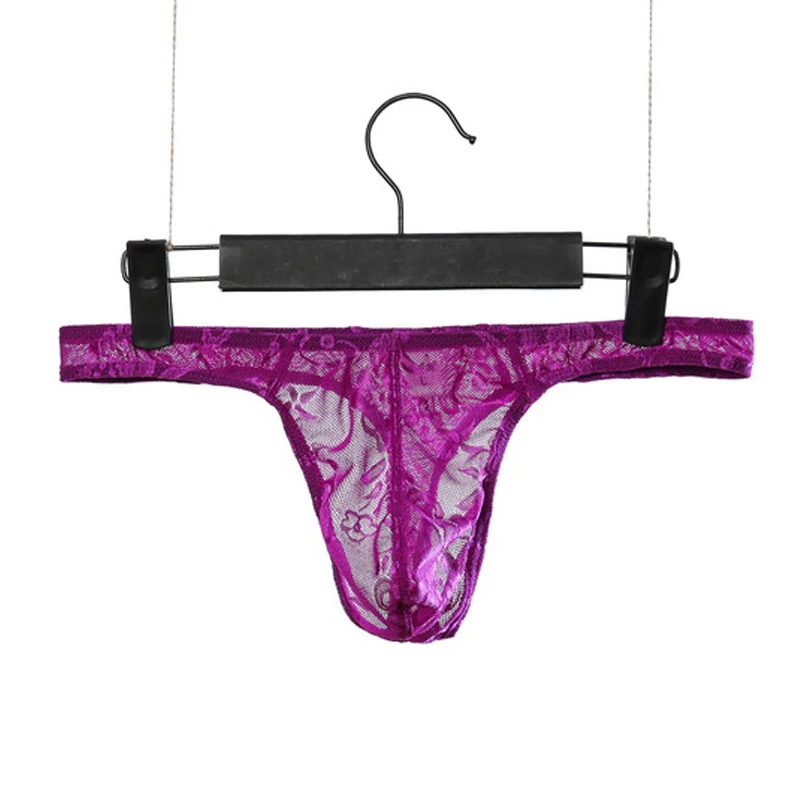 Мужские кружевные прозрачные стринги G String нижнее белье с Т образным ремешком для