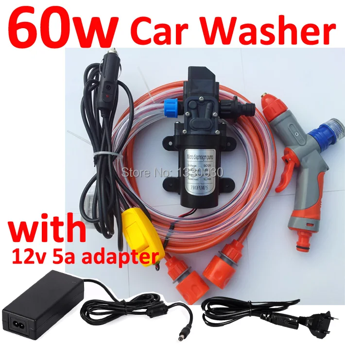 Electric 12V 60w High Pressure Car Washer Portable Washing Tool Pump + 12v 5a Power Adapter Set 90102|adapter circuit|adapter playeradapter ac |