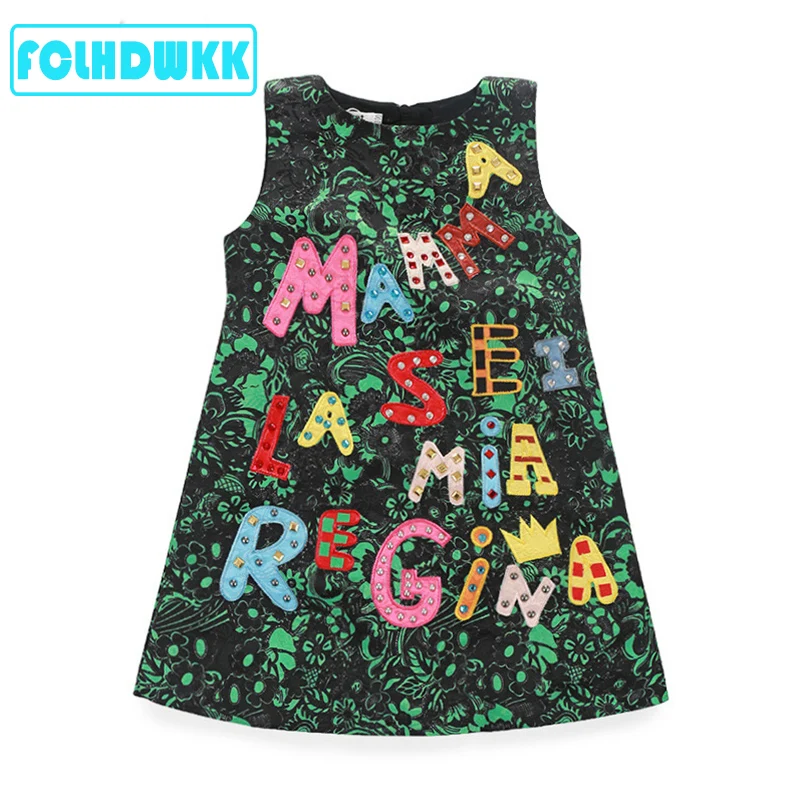 Весенние детские платья для девочек Брендовое детское платье жаккардовое с